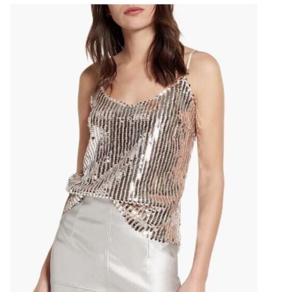 Heartloom Silver Sequin and Cream Women's Camisole NWT